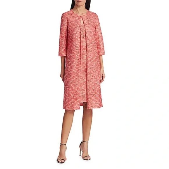 $1995 st John collection beaded confetti tweed long jacket women size 8
